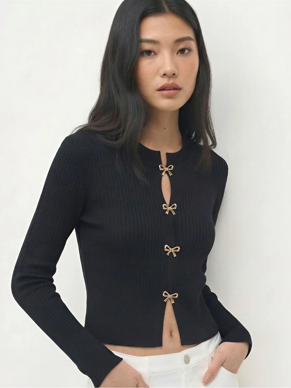 Jill Bow Button Cardigan